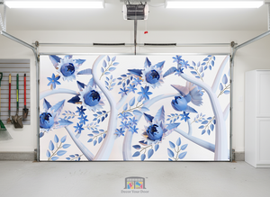 Blue Porcelain Elegance – Interior Garage Door Cover