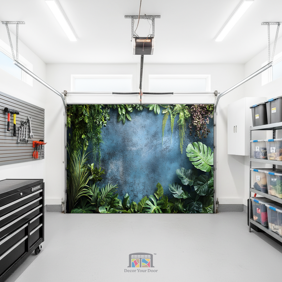 Botanic Blue Haven – Interior Garage Door Cover