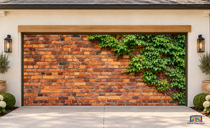 Ivy-Covered Antique Brick Garage Door Cover