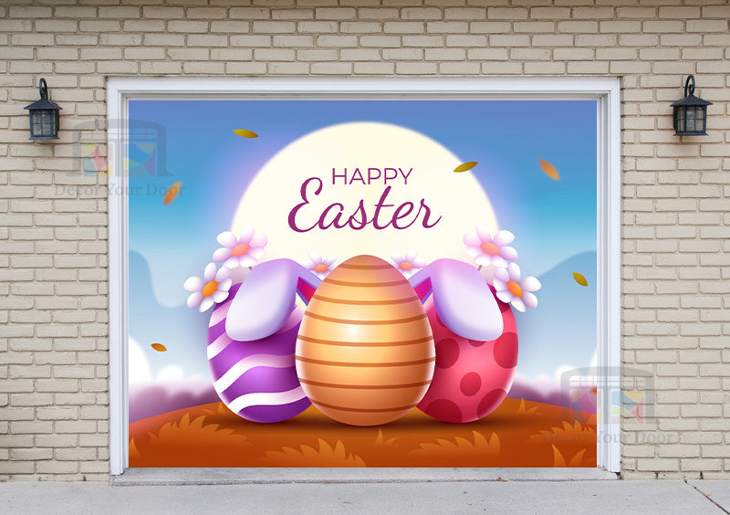 Cubierta para puerta de garaje con orejas de conejo y diseño de Pascua
