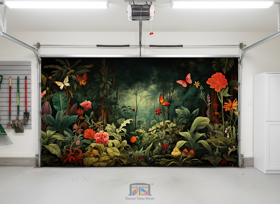 Butterfly Jungle Bloom – Interior Garage Door Cover