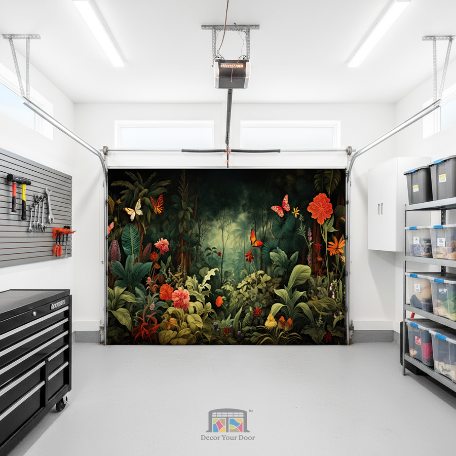 Butterfly Jungle Bloom – Interior Garage Door Cover