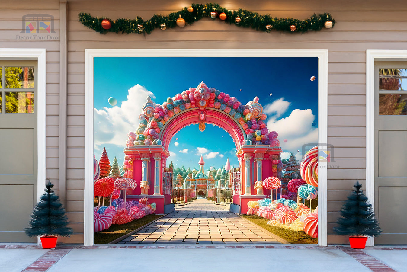 Candy Wonderland Paradise Garage Door Cover Banner Decoration - Decor Your Door