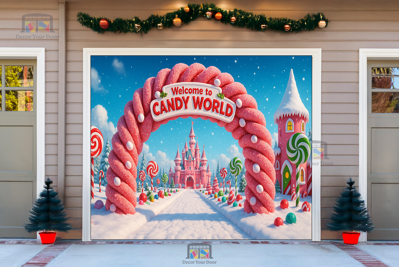 Mundo de Dulces Maravillas – Cubierta Navideña para Puerta de Garaje