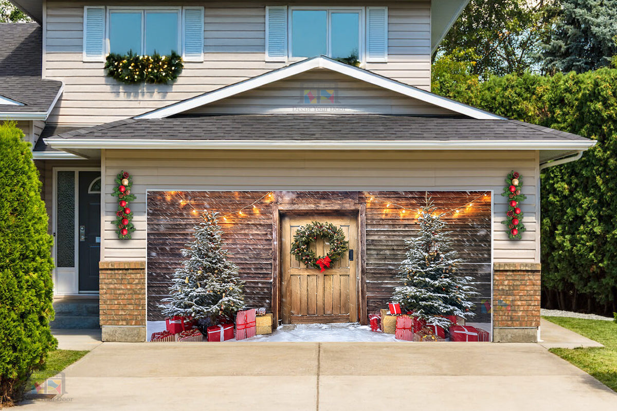 Charming Holiday Entrance Garage Door Cover Banner Decoration - Decor Your Door