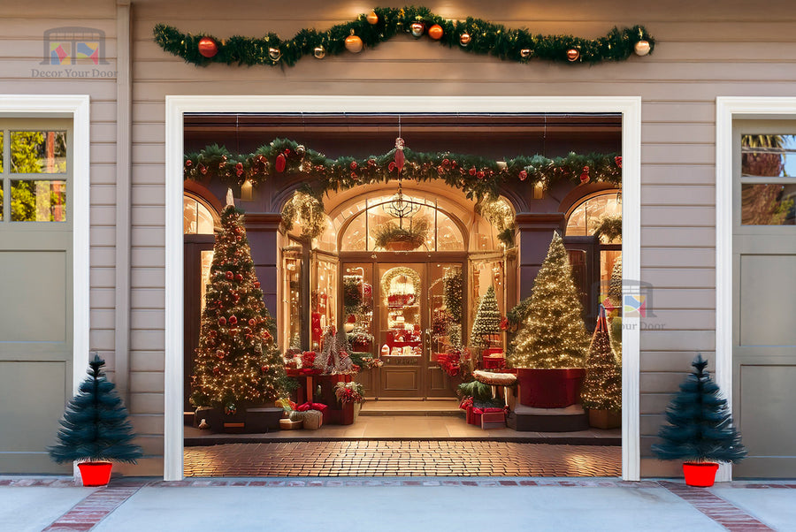 Charming Christmas Shopfront Garage Door Cover Banner Decoration - Decor Your Door