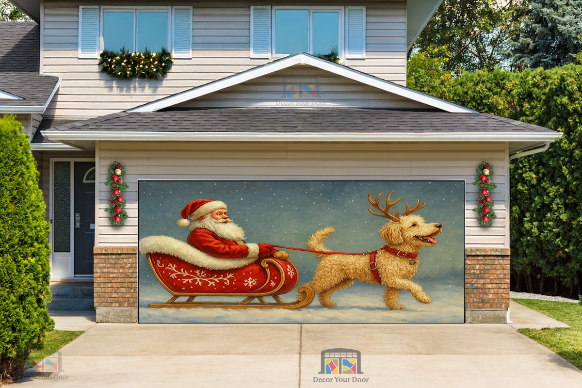 Santa’s Golden Ride – Christmas Garage Door Cover