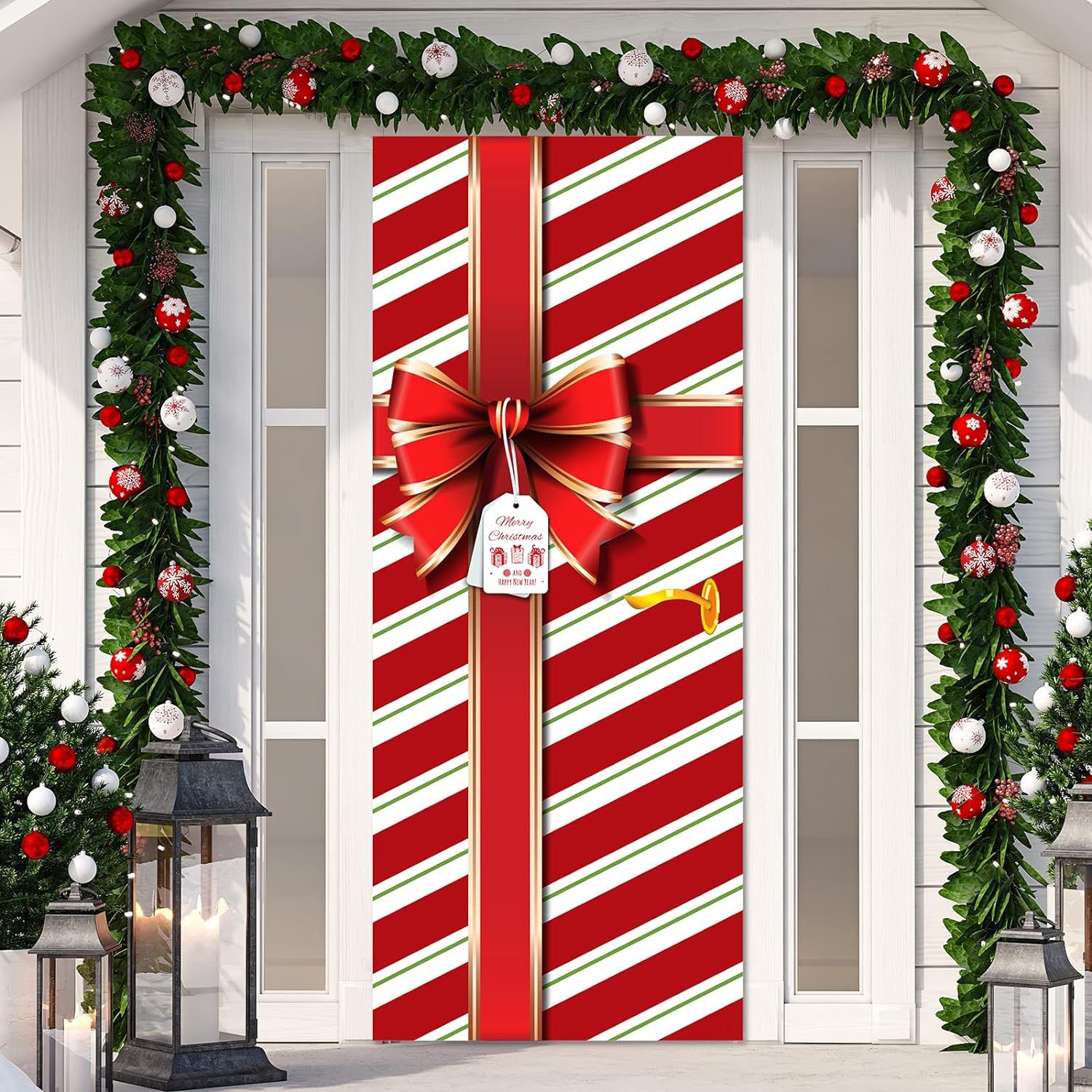 Christmas Present Design Front Door Wrap Cover Holiday Decoration