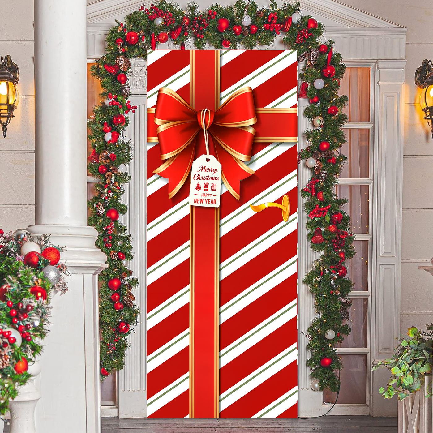 Christmas Present Design Front Door Wrap Cover Holiday Decoration