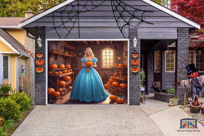 Cinderella in the Garage Enchanted Pumpkin Delight Garage Door Cover Banner Wrap - Decor Your Door