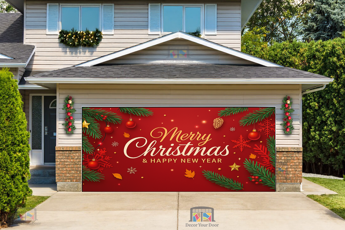 Classic Christmas Elegance – Holiday Garage Door Cover