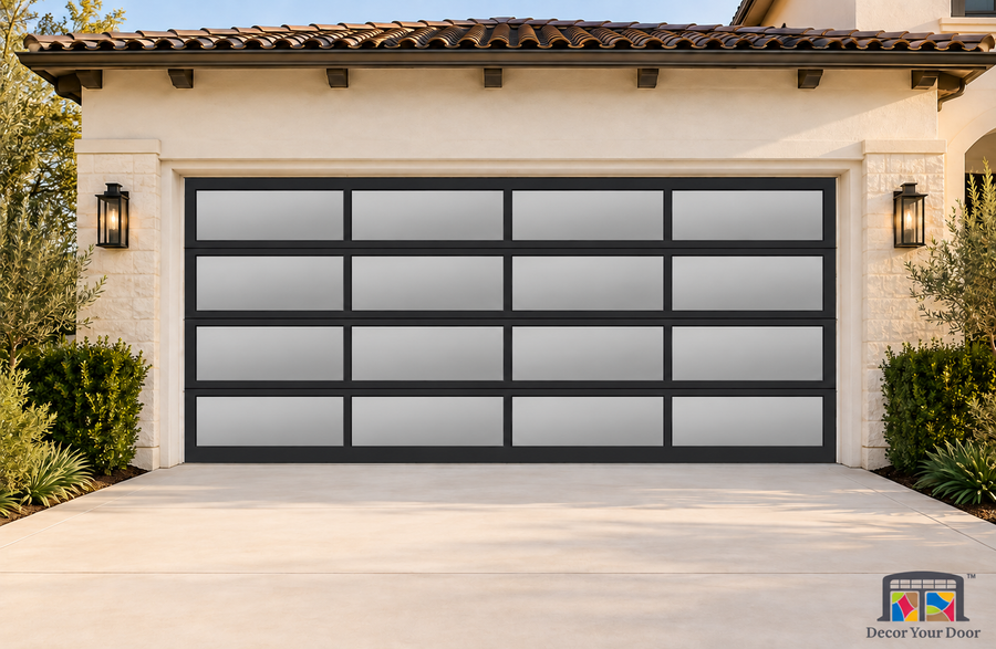 Clear Anodized printed garage door cover — Two Car Front