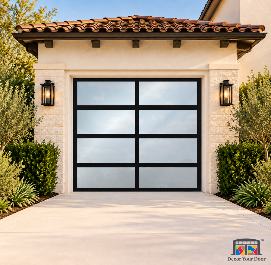 Clear Anodized printed garage door cover — One Car Front