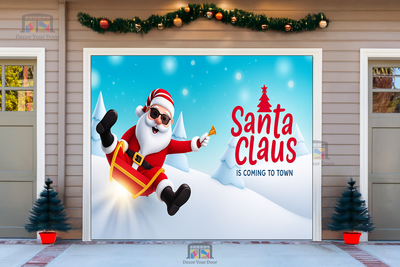 Paseo Navideño de Papá Noel – Cubierta para Puerta de Garaje Navideña