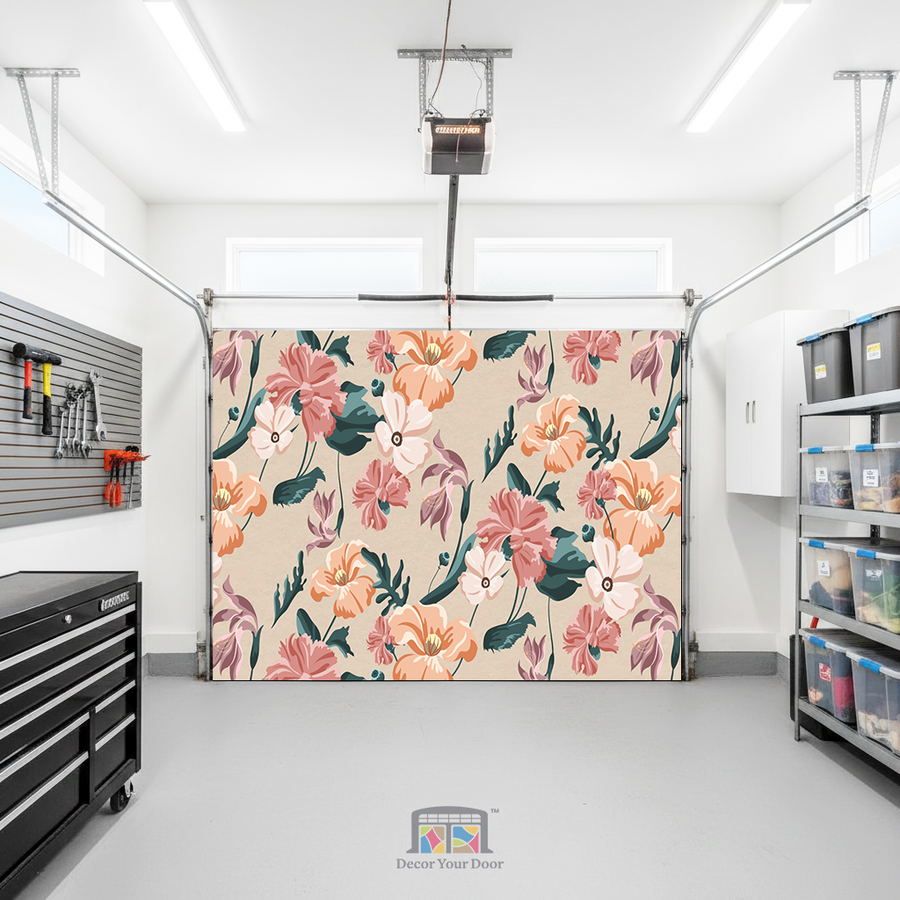Coral Garden Bloom – Interior Garage Door Cover