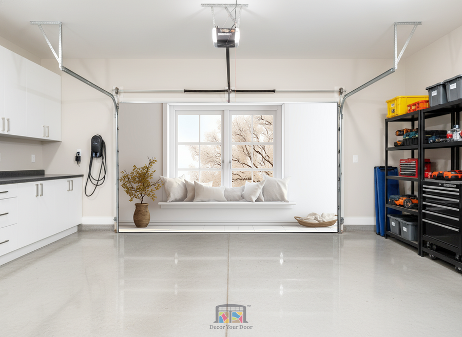 Cozy Window Nook – Interior Garage Door Cover