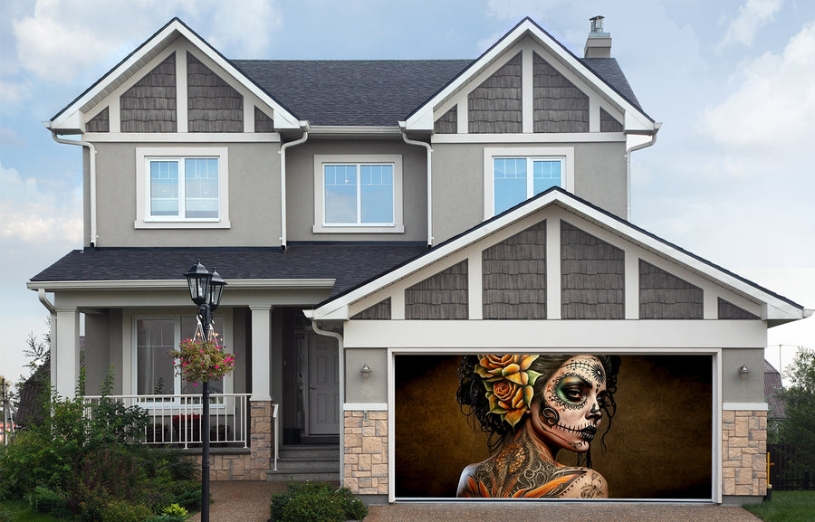 Fondo para puerta de garaje con diseño del Día de Muertos