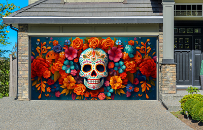 Day Of The Dead Dia De Los Muertos Garage Door Cover Wrap Decoration