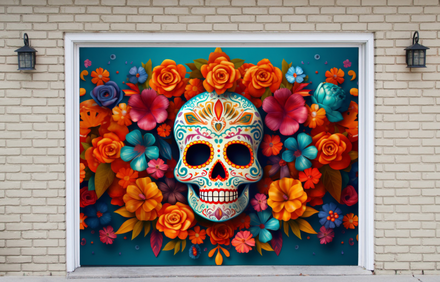 Day Of The Dead Dia De Los Muertos Garage Door Cover Wrap Decoration
