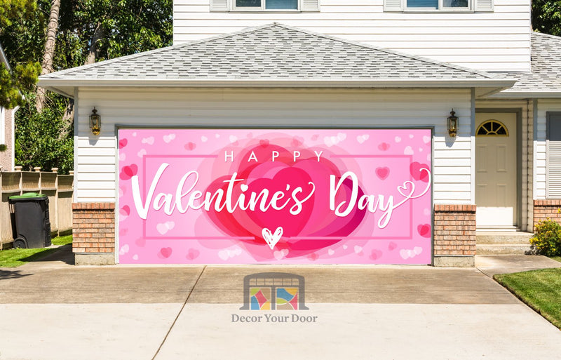 Happy Valentines Day Garage Door Cover Wrap Mural Home Decoration (Design #11) — exterior clearance cover