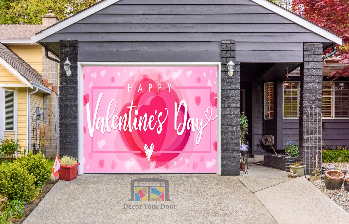 Happy Valentines Day Garage Door Cover Wrap Mural Home Decoration (Design #11)