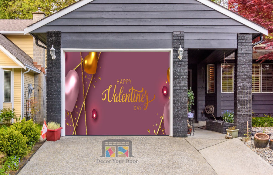 Mural decorativo para puerta de garaje con diseño de Feliz Día de San Valentín (Diseño #13)