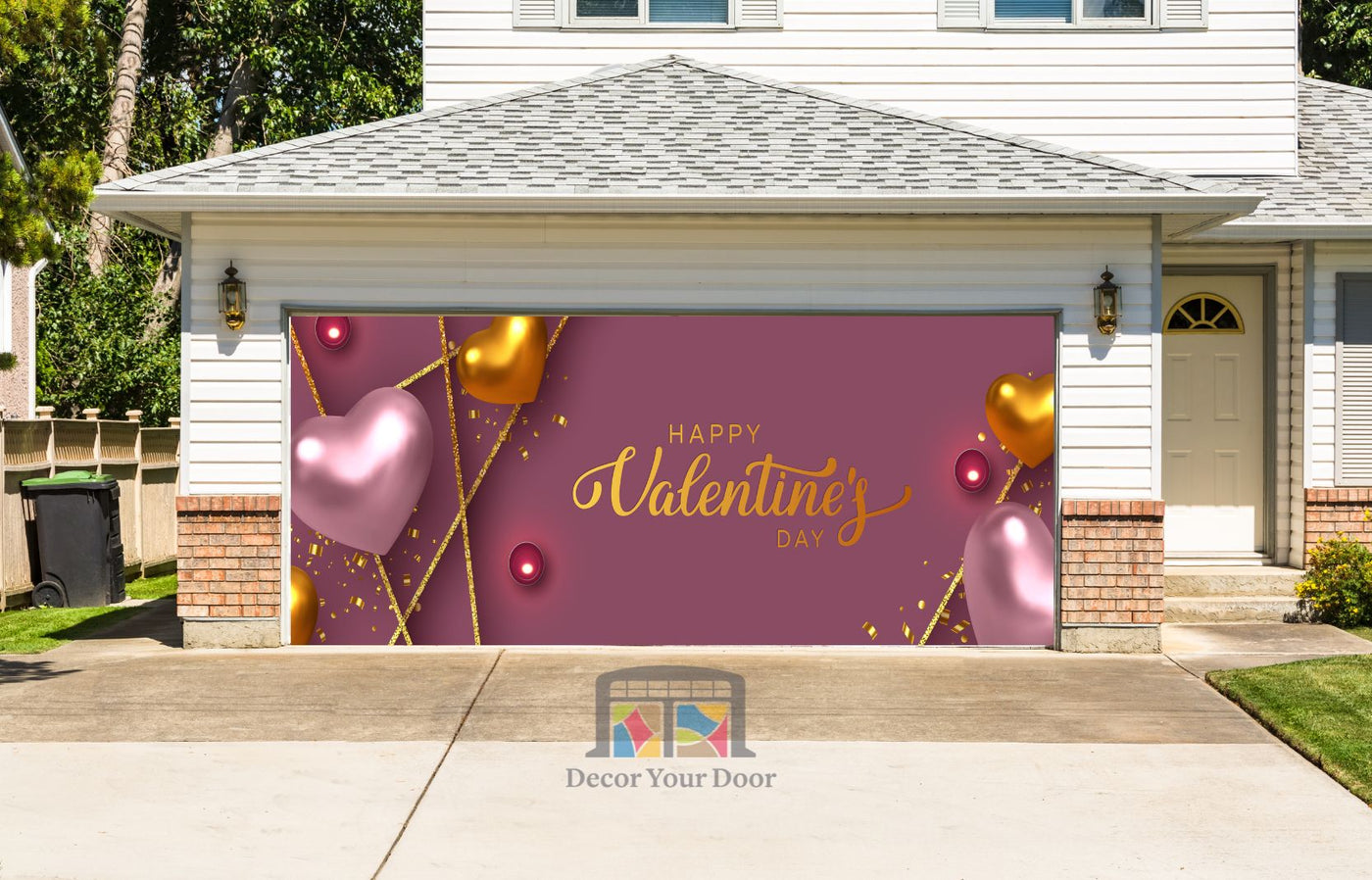 Happy Valentines Day Garage Door Cover Wrap Mural Home Decoration (Design #13)