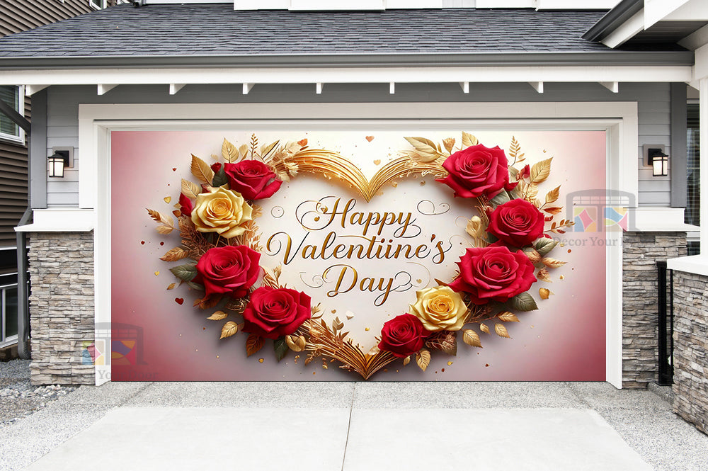 Happy Valentines Day Garage Door Cover Wrap Mural Home Decoration (Design #16)