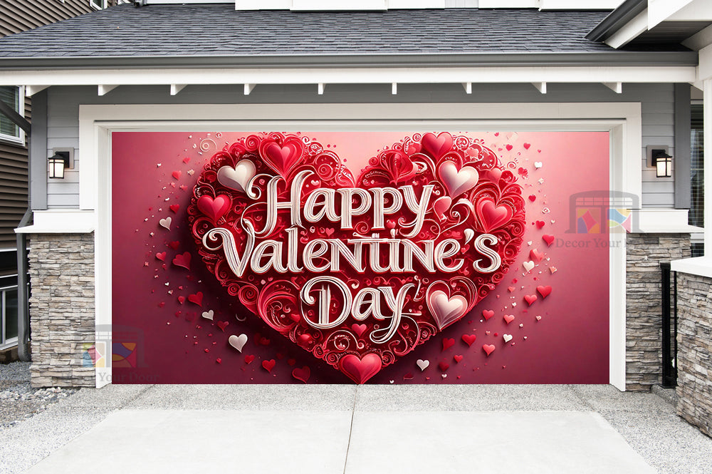 Happy Valentines Day Garage Door Cover Wrap Mural Home Decoration (Design #18)