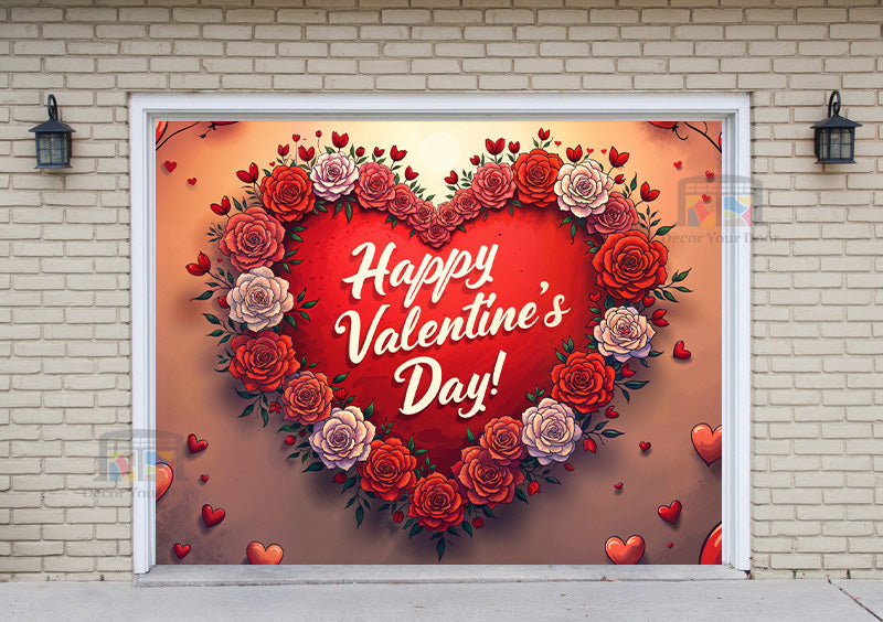 Happy Valentines Day Garage Door Cover Wrap Mural Home Decoration (Design #19)