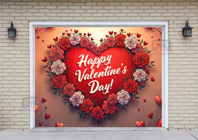 Happy Valentines Day Garage Door Cover Wrap Mural Home Decoration (Design #19)