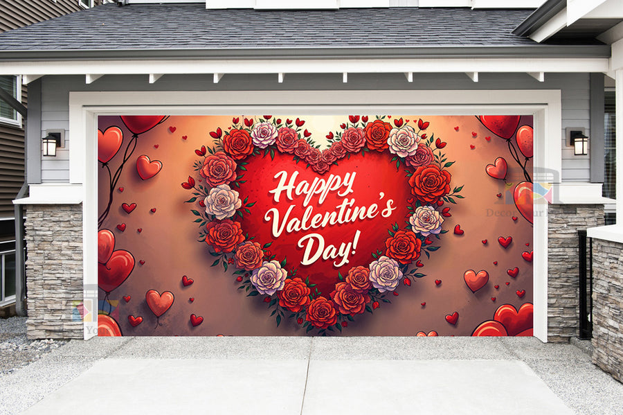 Feliz Día de San Valentín: Mural decorativo para puerta de garaje (Diseño n.º 19)