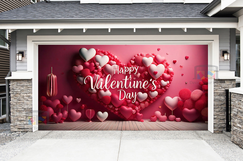 Happy Valentines Day Garage Door Cover Wrap Mural Home Decoration (Design #20)