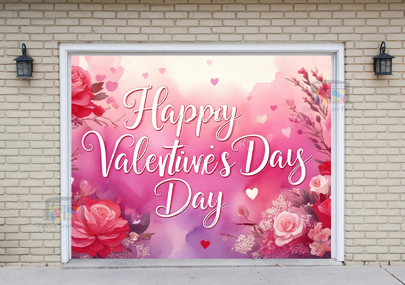 Mural decorativo para puerta de garaje con diseño de Feliz Día de San Valentín (Diseño #22)