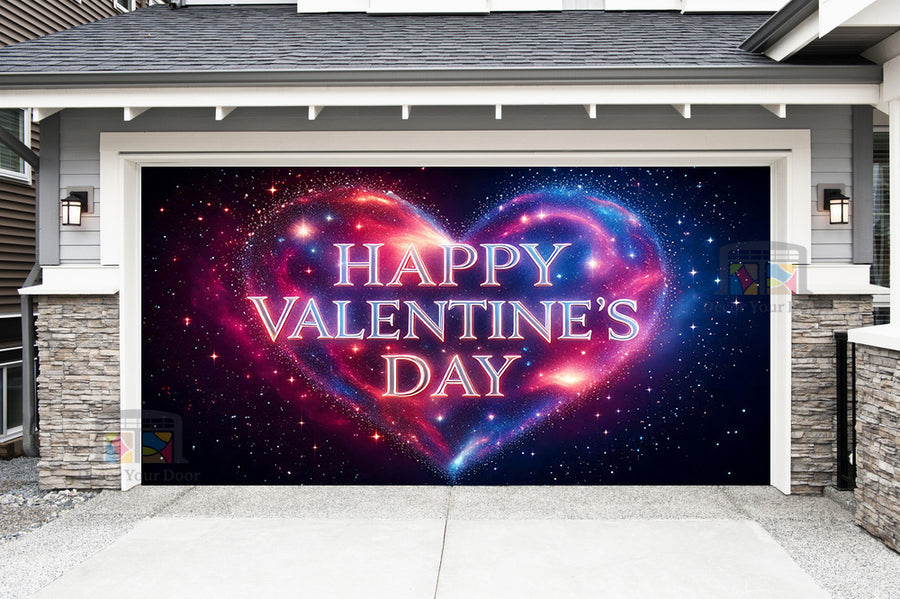 Mural decorativo para puerta de garaje con diseño de Feliz Día de San Valentín (Diseño #23)