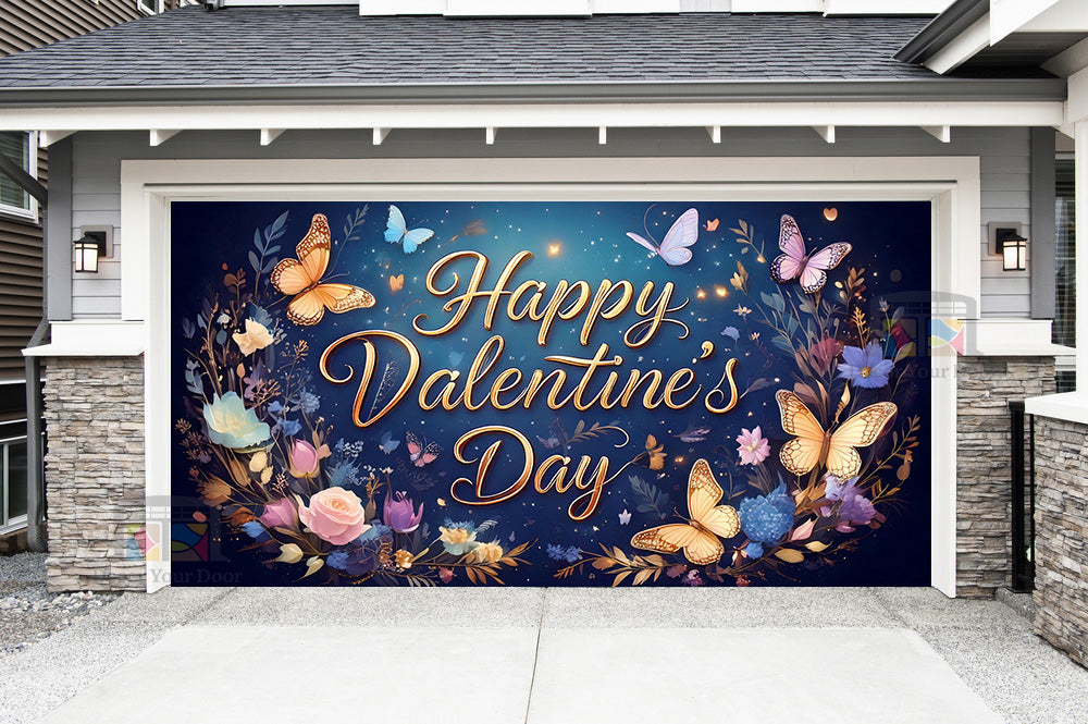 Happy Valentines Day Garage Door Cover Wrap Mural Home Decoration (Design #24)