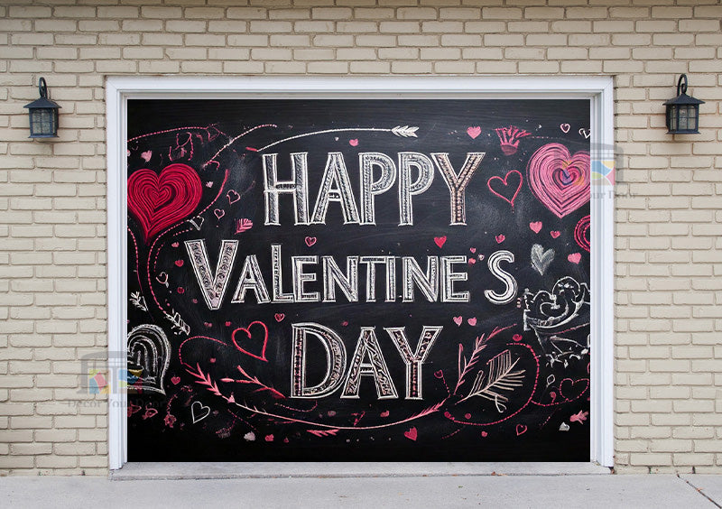 Happy Valentines Day Garage Door Cover Wrap Mural Home Decoration (Design #26)