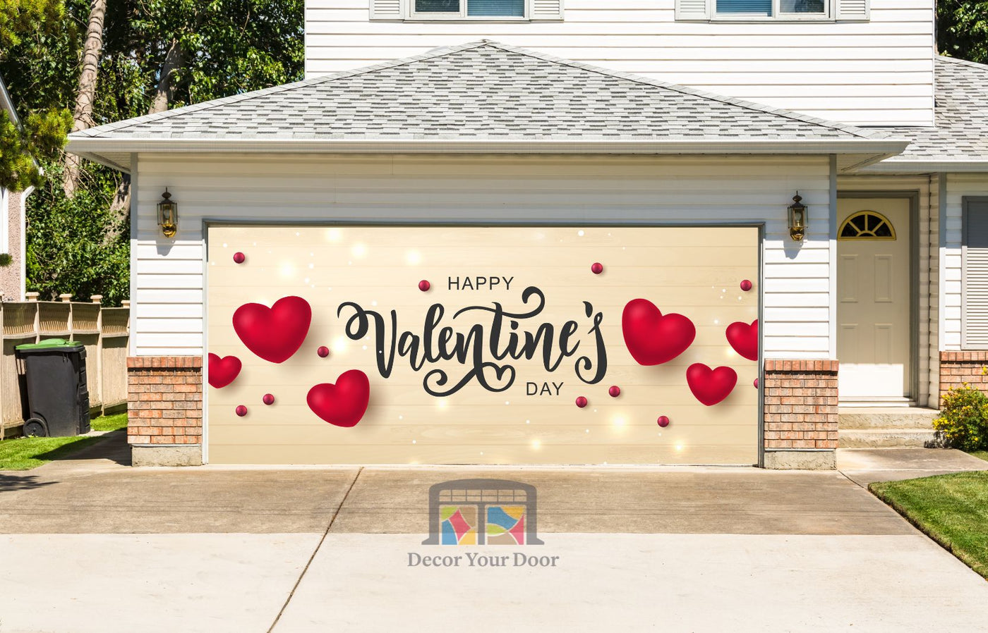 Happy Valentines Day Garage Door Cover Wrap Mural Home Decoration (Design #5)