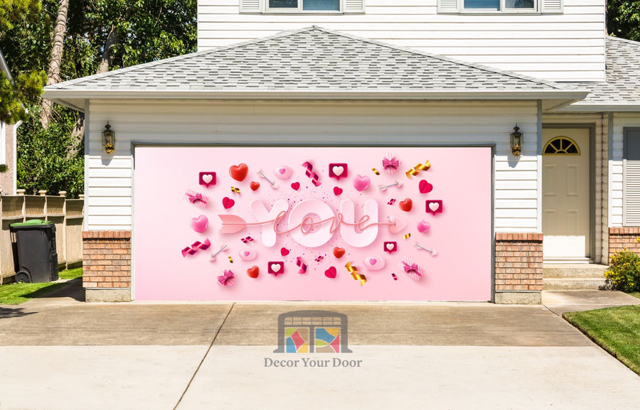 Feliz Día de San Valentín: Mural decorativo para puerta de garaje (Diseño n.° 7)