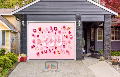 Happy Valentines Day Garage Door Cover Wrap Mural Home Decoration (Design #7)