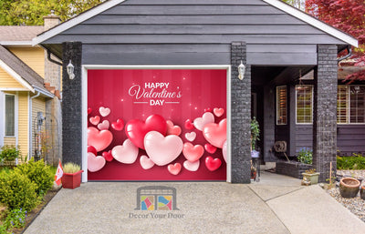 Happy Valentines Day Garage Door Cover Wrap Mural Home Decoration (Design #9)