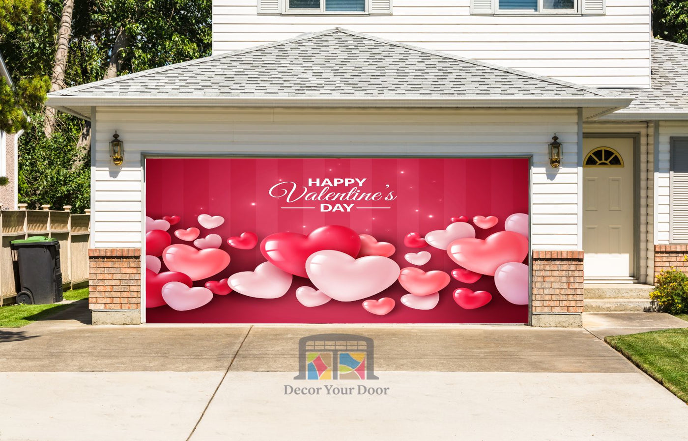 Happy Valentines Day Garage Door Cover Wrap Mural Home Decoration (Design #9)