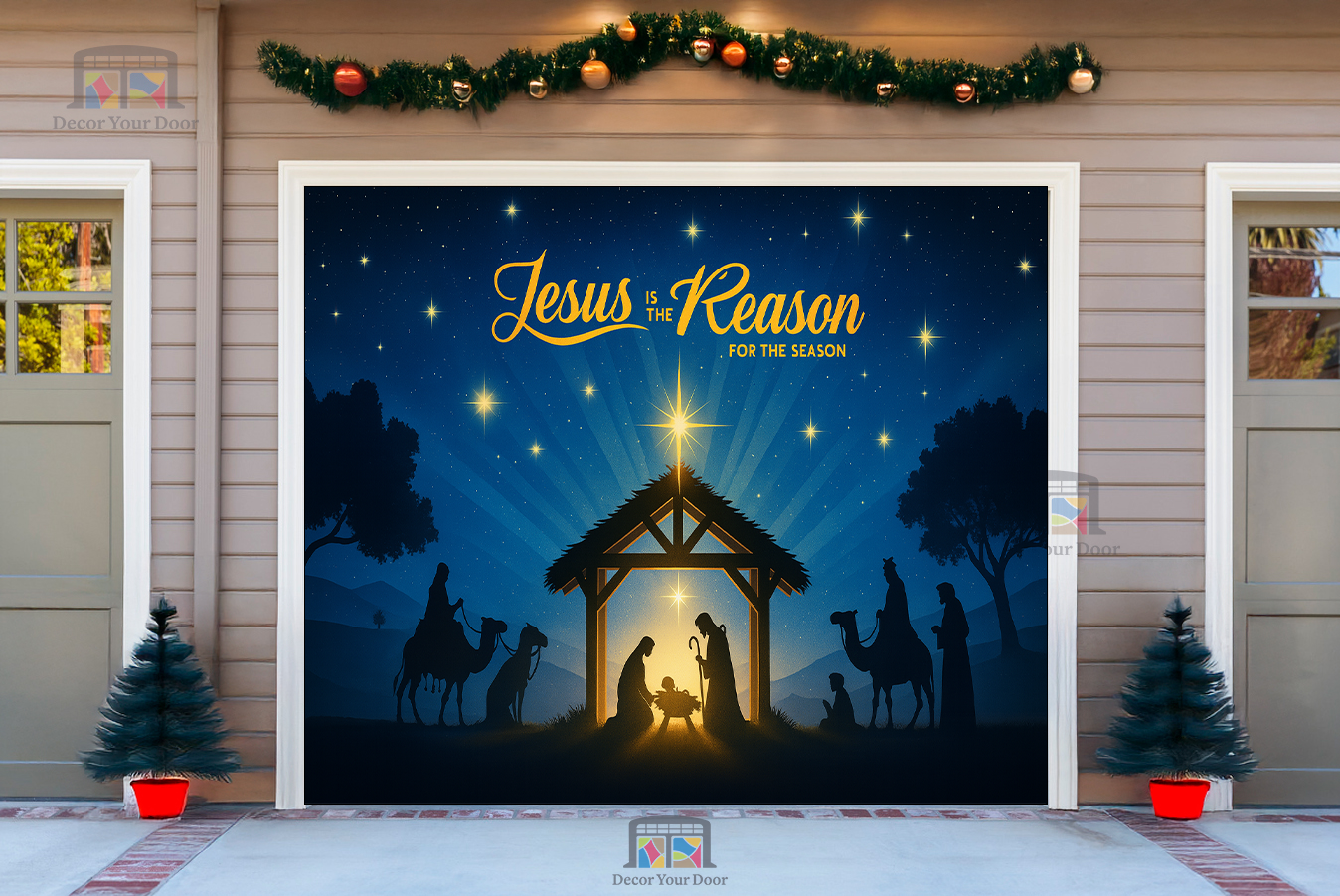 Divine Nativity Night – Christmas Garage Door Cover