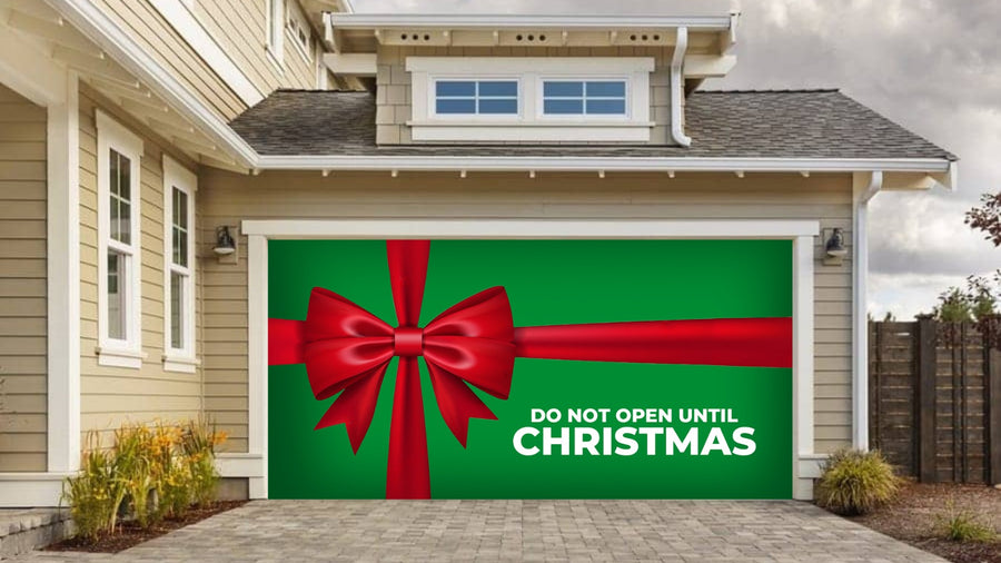 Do Not Open Until Christmas Garage Door Cover Banner Decoration - Decor Your Door