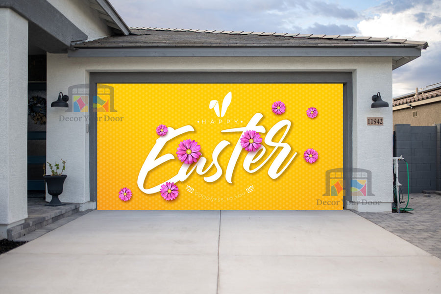 Cubierta para puerta de garaje con saludos de Pascua y sol