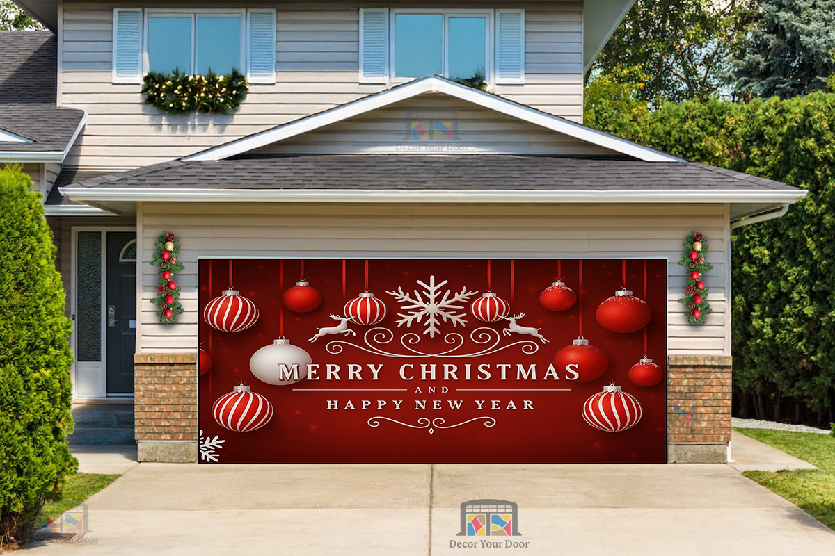 Elegantes saludos navideños - Cubierta para puerta de garaje 