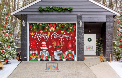 Elves Merry Christmas Garage Door Wrap Cover Home Decoration