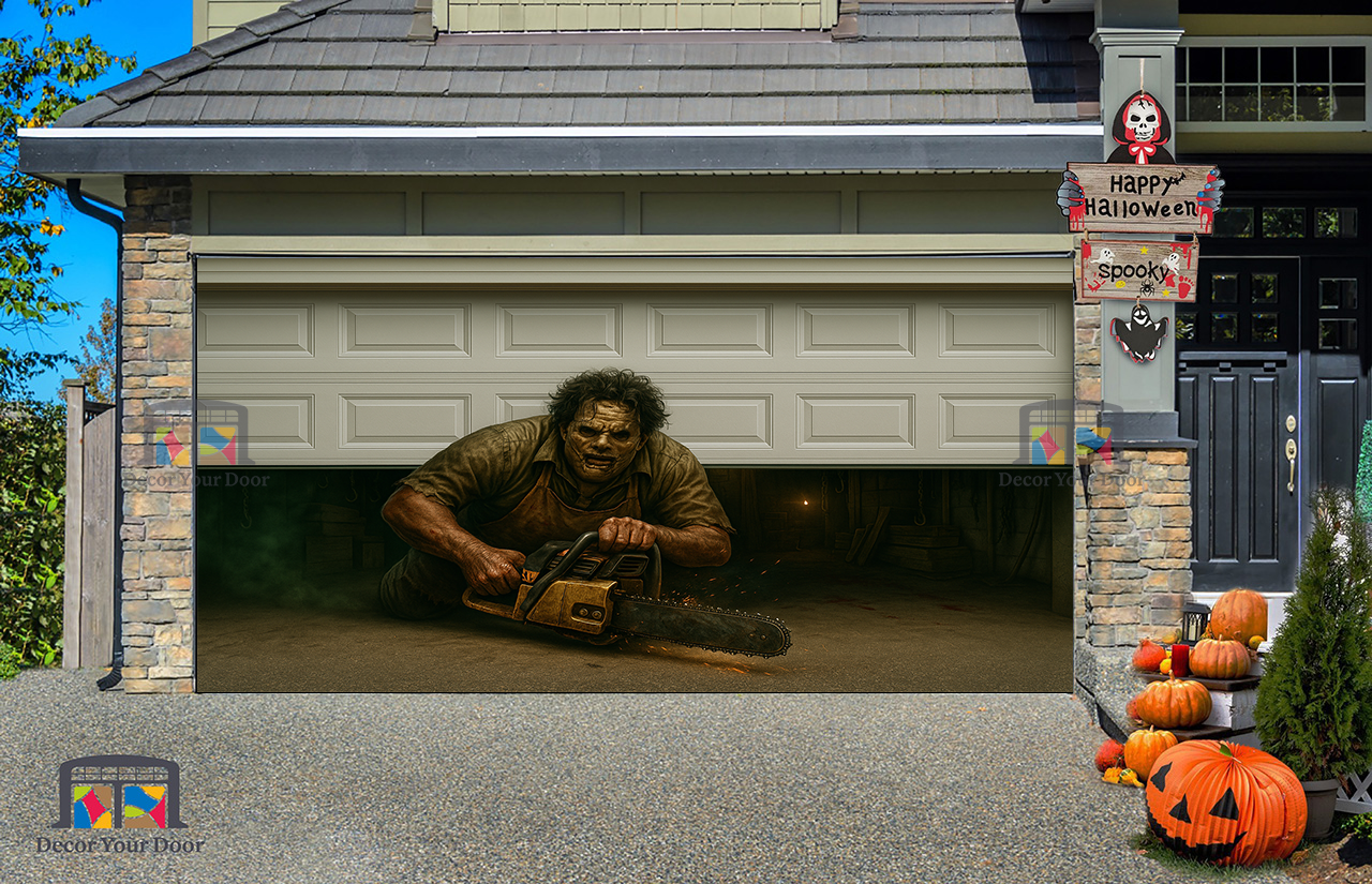 Escape with the Chainsaw - Garage Door Cover