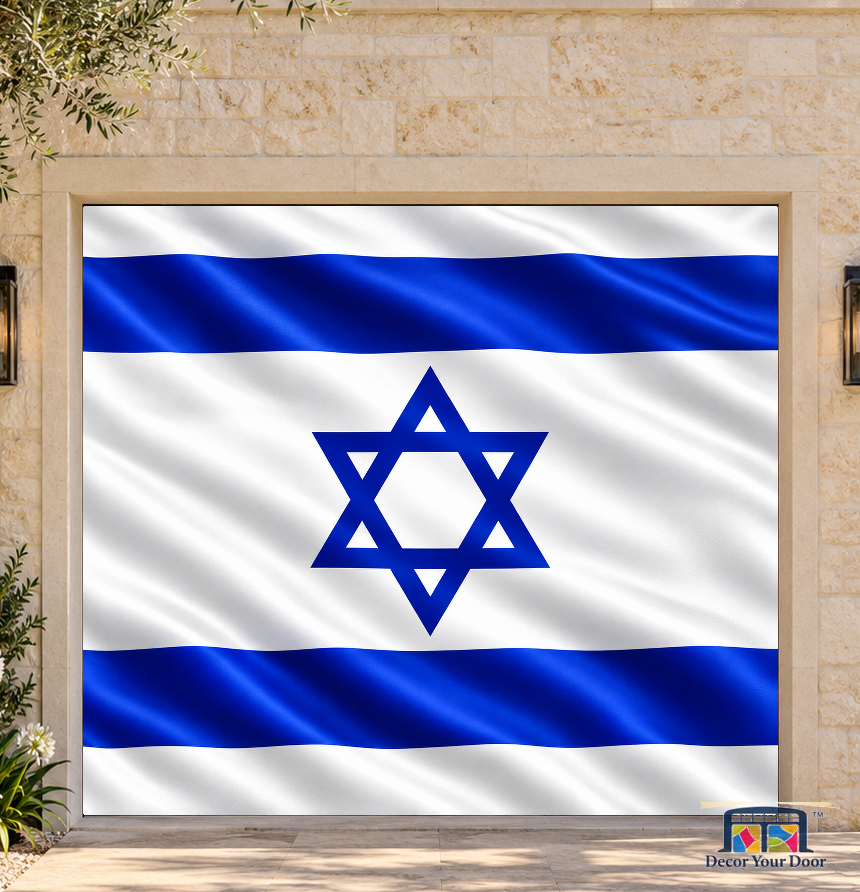 Israel Flag Garage Door Cover — Caesarea — One-Car Front