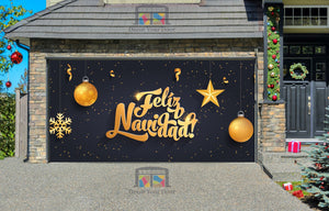 Feliz Navidad - Feliz Navidad Fondo Negro Decoración de la cubierta de la puerta del garaje